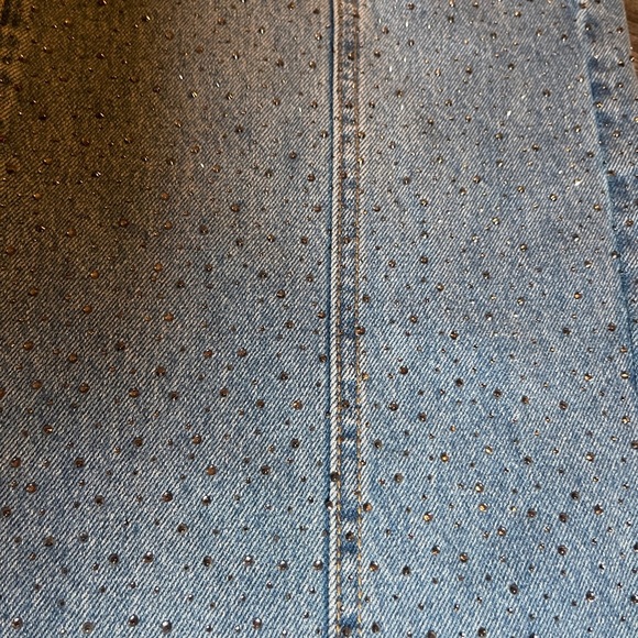 Forever 21 High Rise Wide Leg Rhinestone Denim Jeans Blue Size 25 Y2K Sparkle - Picture 2 of 11